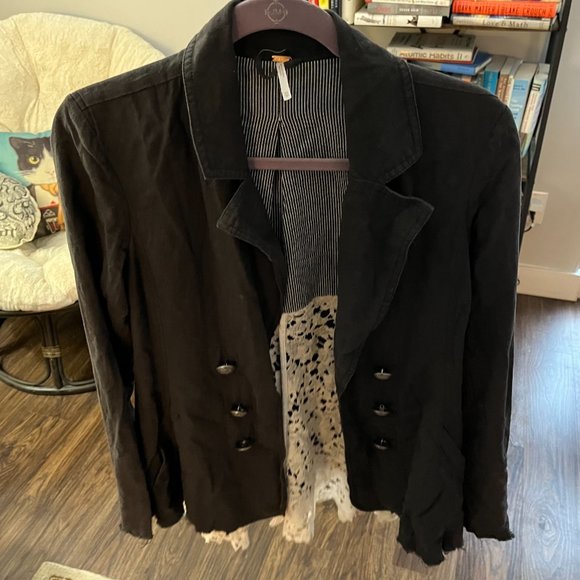 Free People Military-Inspired Jacket with Lace, Size XS - Picture 2 of 4